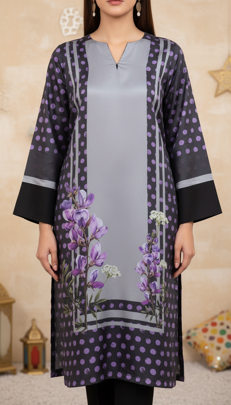 Black Printed Shamouse Silk Shirt PW5300