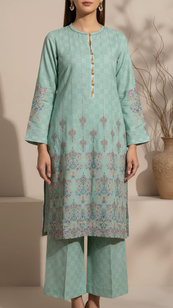 2 PC Digital Printed Slub Khaddar Suit PW5308