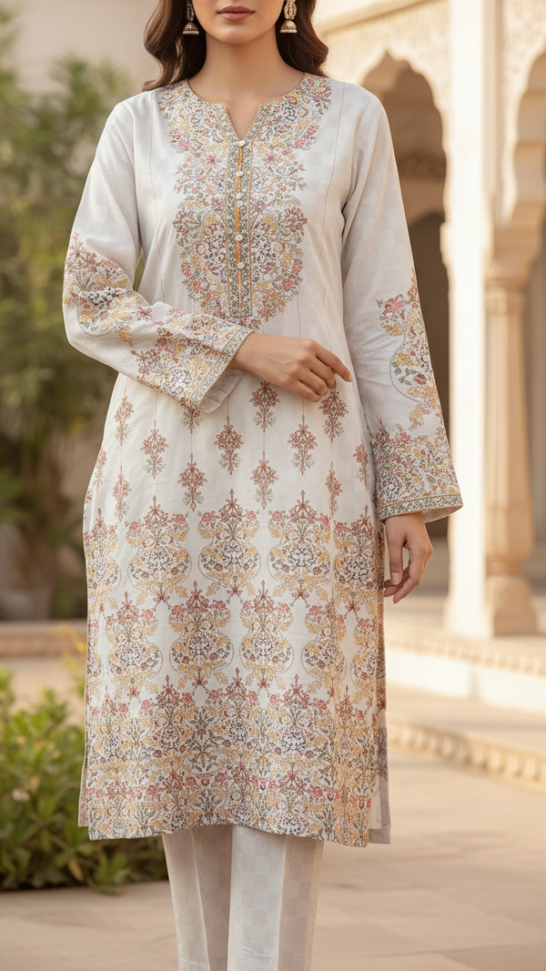 2 PC Digital Printed Slub Khaddar Suit PW5309