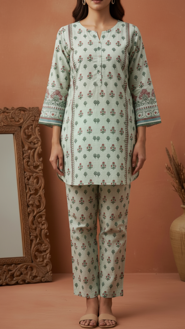 2 PC Digital Printed Slub Khaddar Suit PW5317