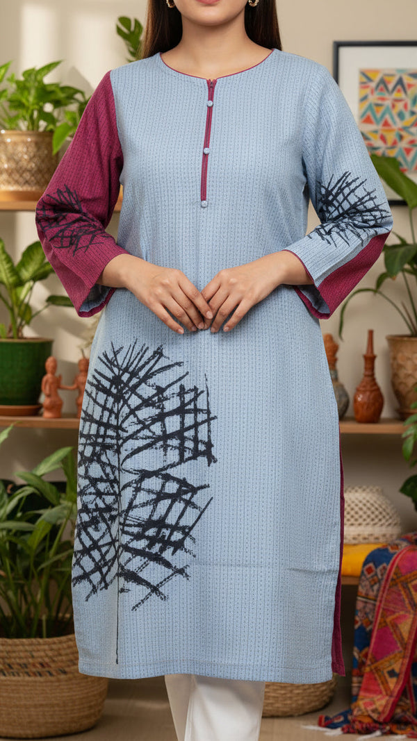 Digital Printed Slub Khaddar Shirt PW5323