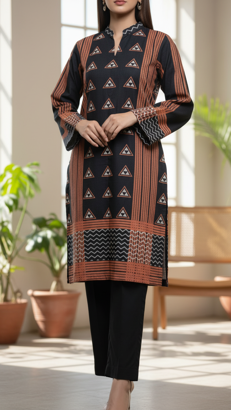 3 PC Digital Printed Slub Khaddar Suit PW5329