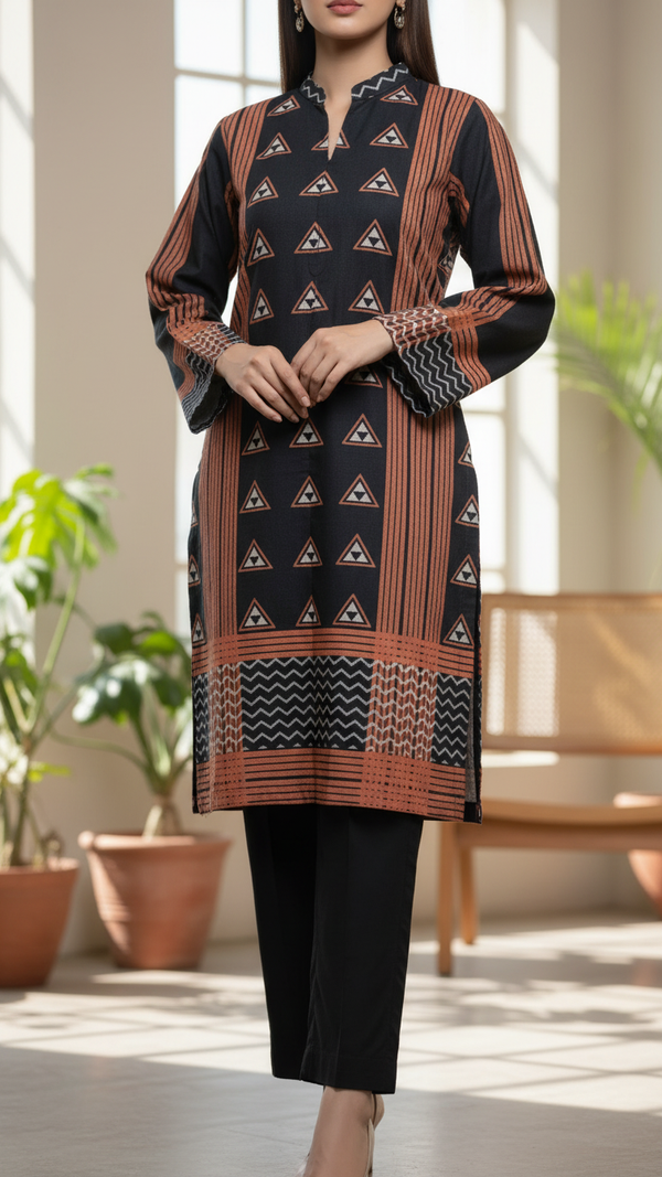 3 PC Digital Printed Slub Khaddar Suit PW5329