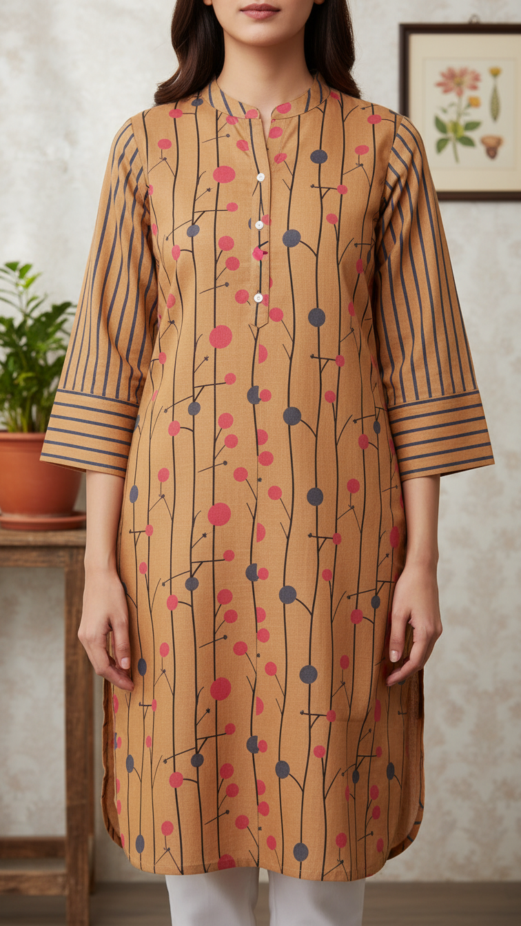 Digital Printed Slub Khaddar Shirt PW5333