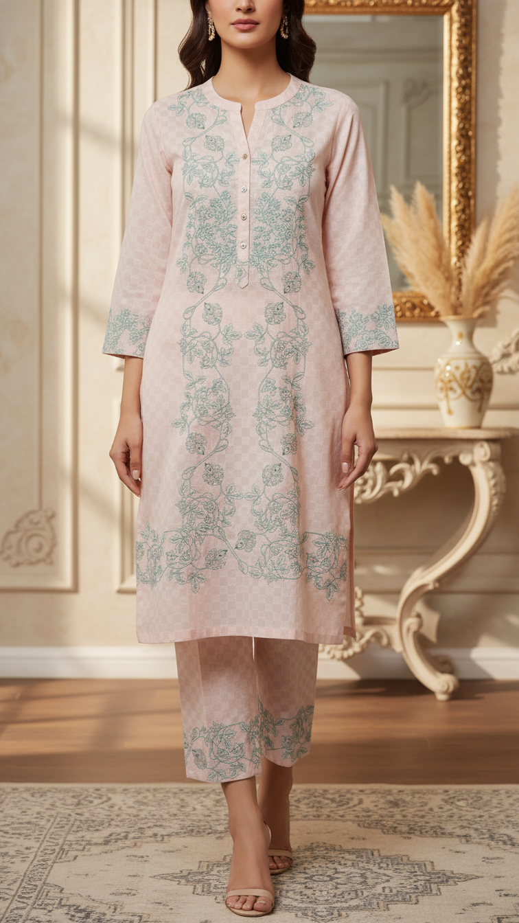 2 PC Digital Printed Slub Khaddar Suit PW5340