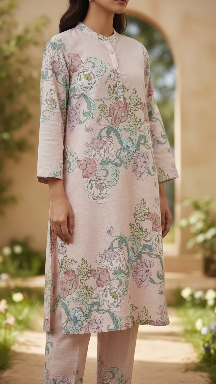 2 PC Digital Printed Slub Khaddar Suit PW5343