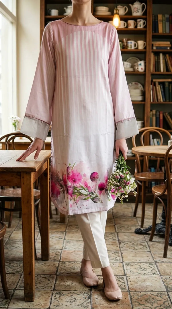 Digital Printed Shamouse Silk Stitched Shirt PW534518