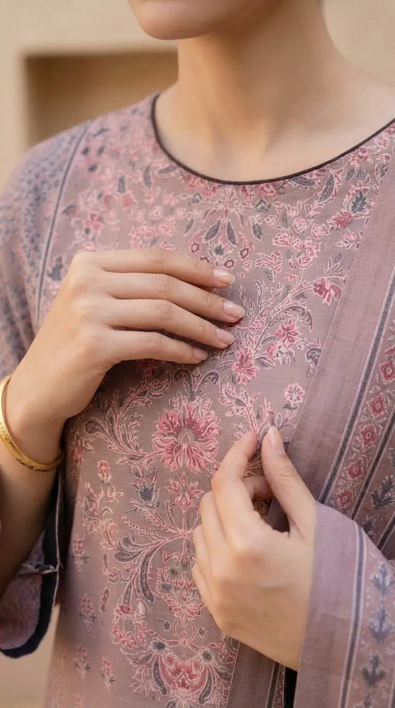 3 PC Digital Printed Khaddar Stitched Suit PW535402