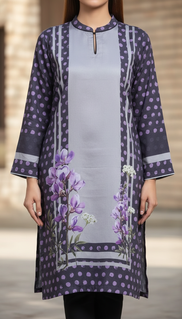 Black Digital Printed Shamouse Silk Shirt PW5355