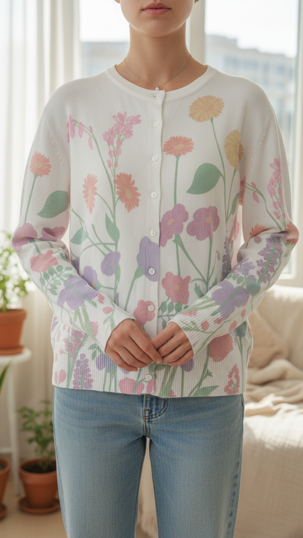 White Printed Sweater PW5520