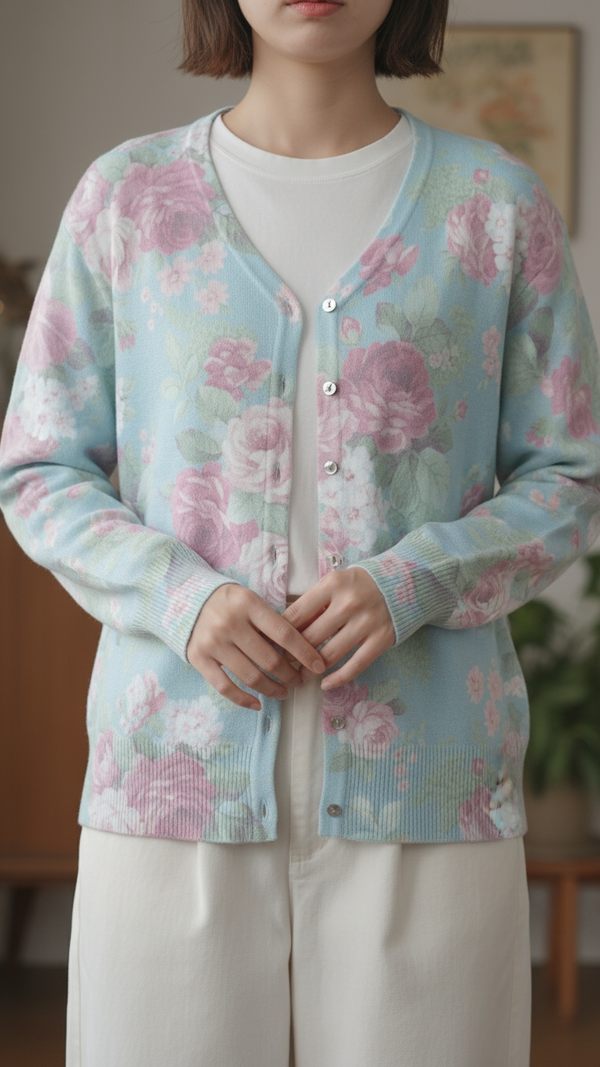 Green Printed Sweater PW5521