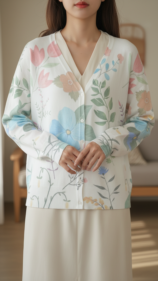 White Printed Sweater PW5524