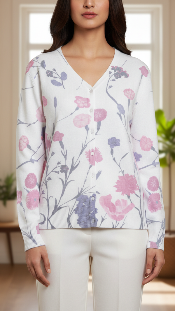 White Printed Sweater PW5531