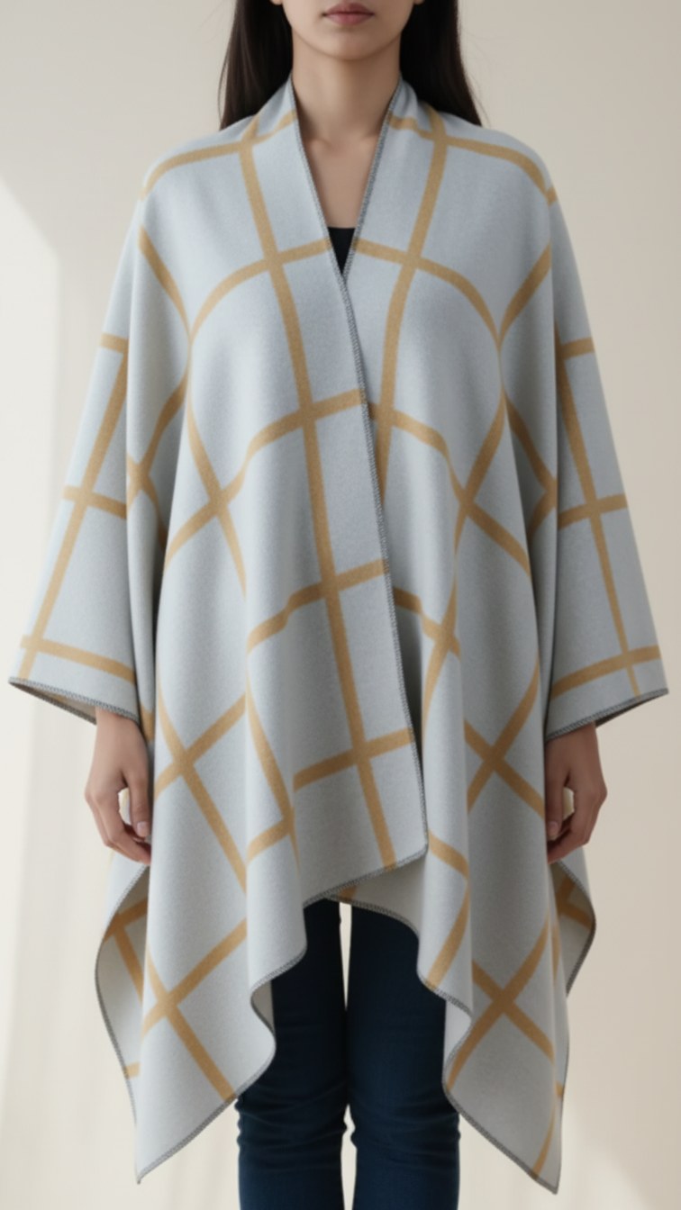 Off/White Winter Cape Shawl PW5613