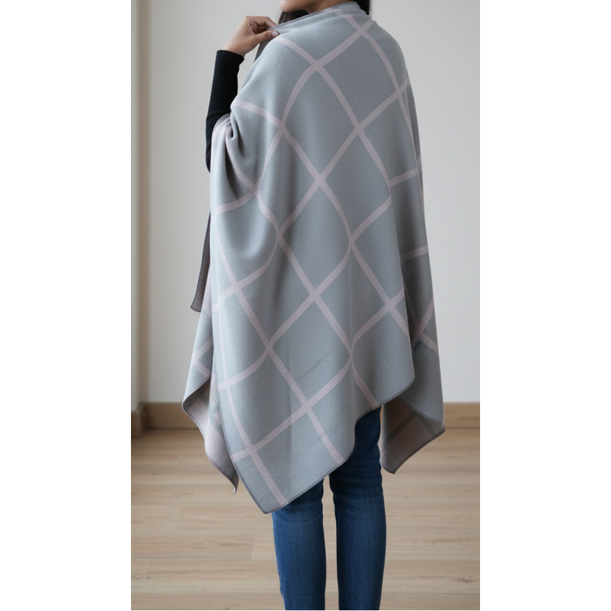 Grey Winter Cape Shawl PW5614