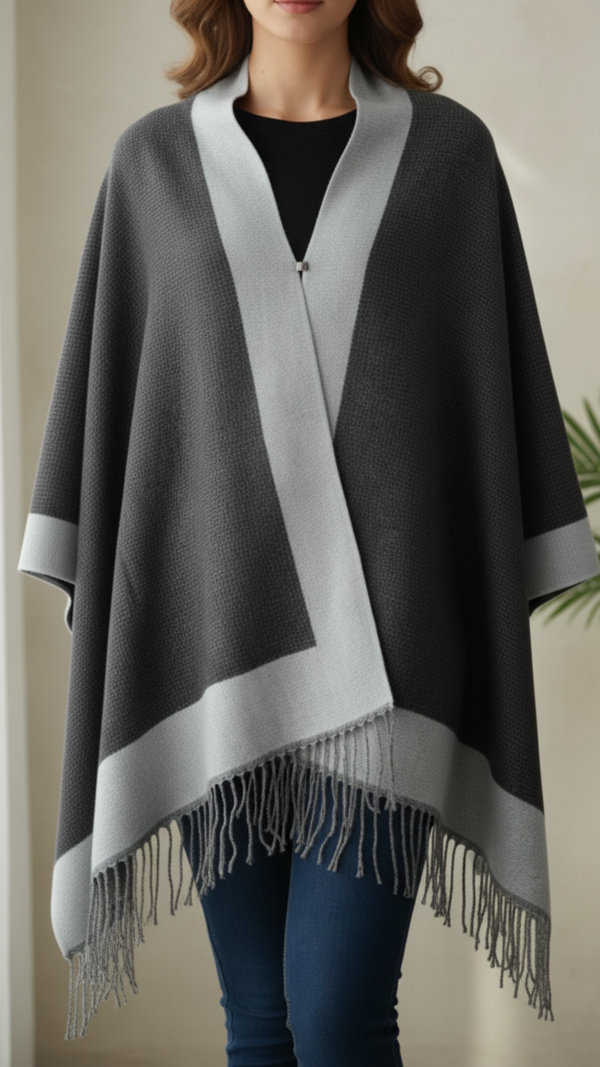 Black Winter Cape Shawl PW5615