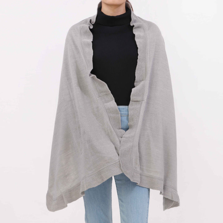 Grey Sweater Knit Cape Shawl PW5621