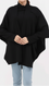 Black Sweater Knit Cape Shawl PW5624