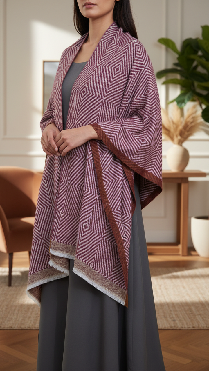 Maroon Winter Capeshawl PW5671