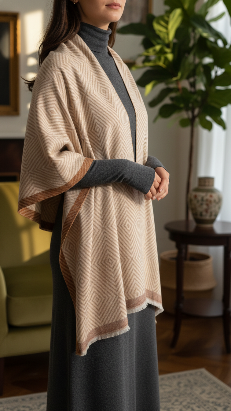 Beige Winter Capeshawl PW5676