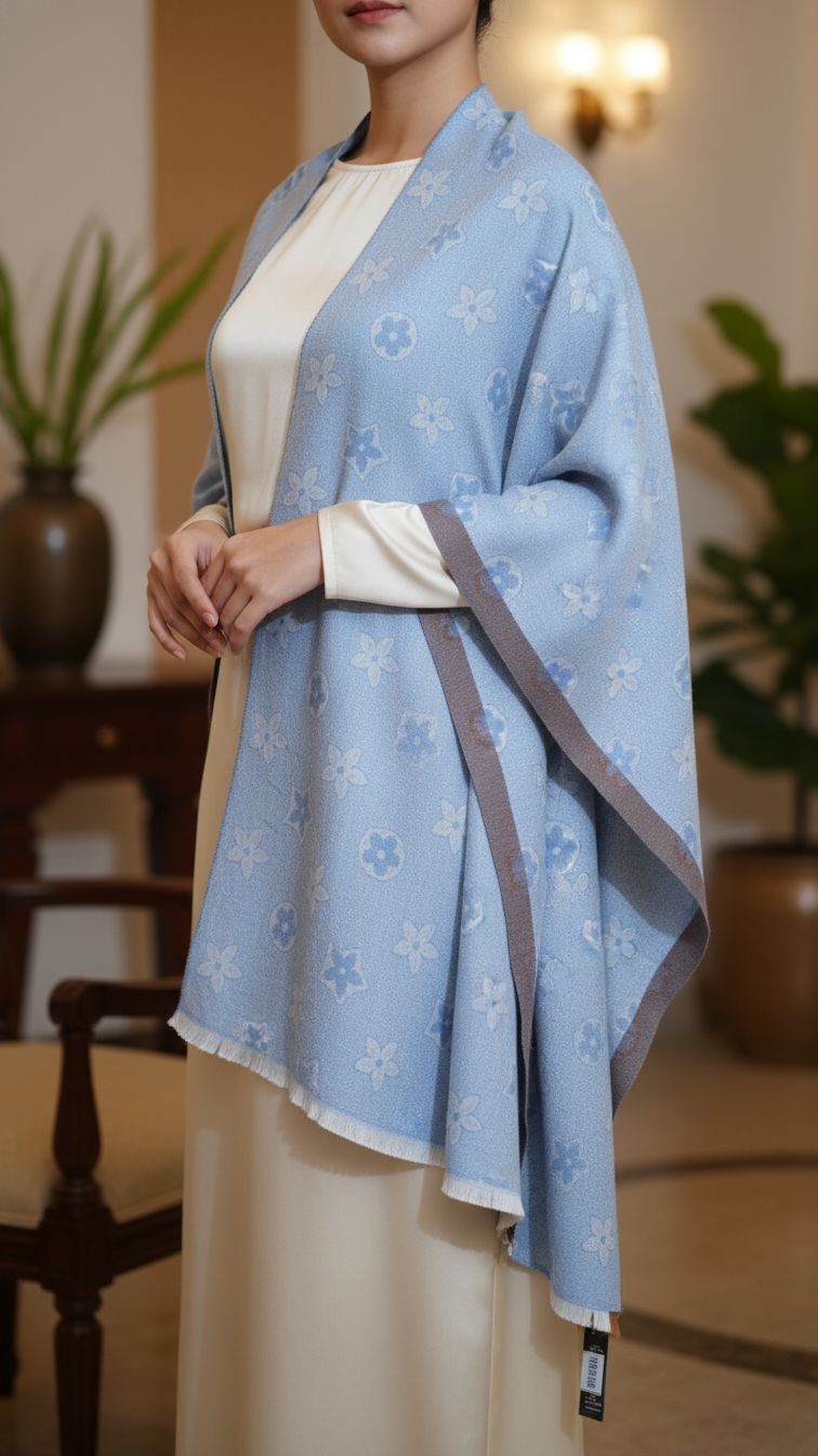 Sky Blue Winter Capeshawl PW5690