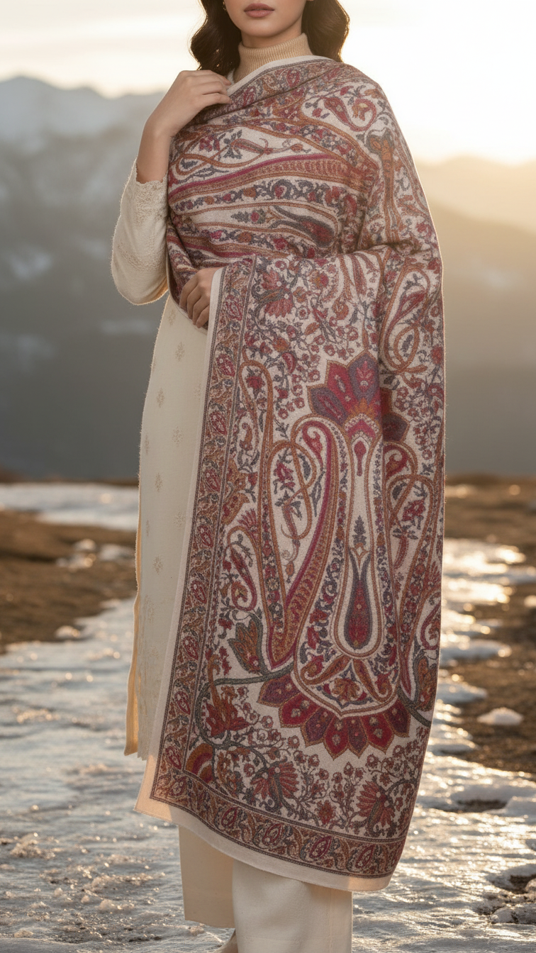 Off/White Winter Shawl PW5723