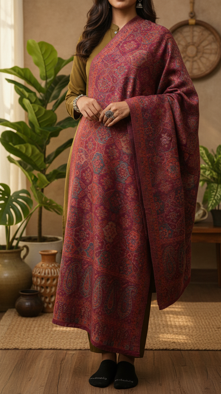 Maroon Winter Stole PW5754