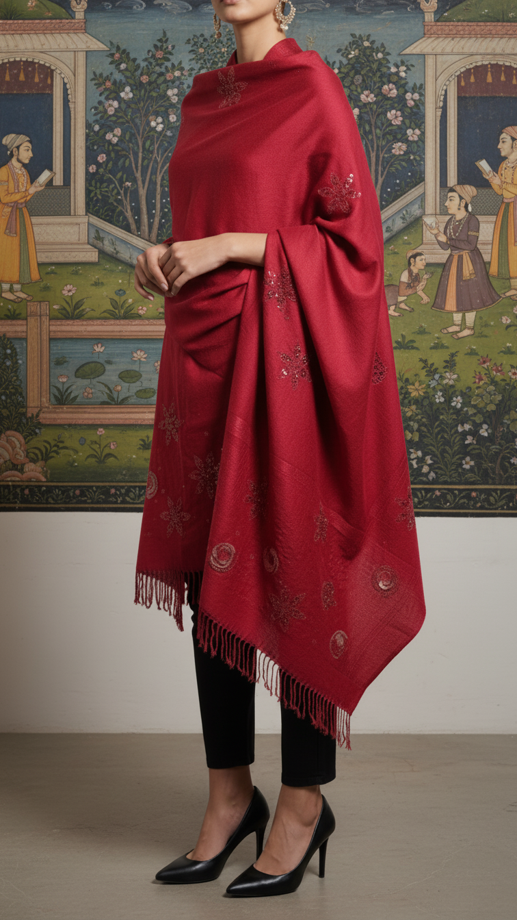 Maroon Winter Stole PW5764