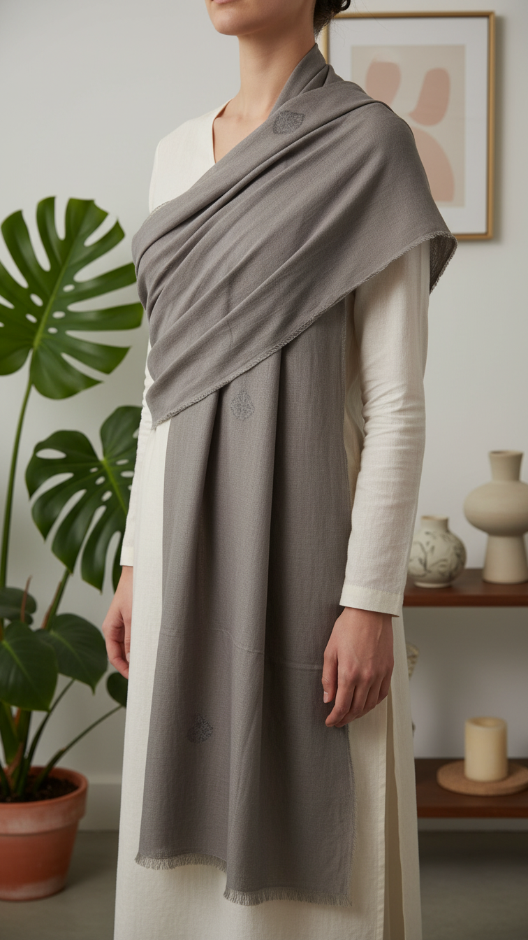 Cream/Grey Winter Stole PW5767