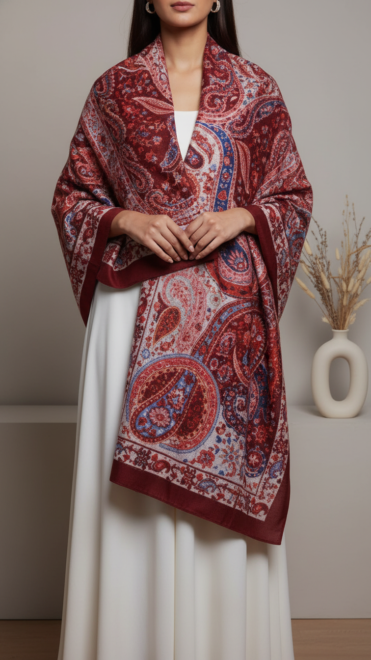 Maroon Winter Stole PW5770