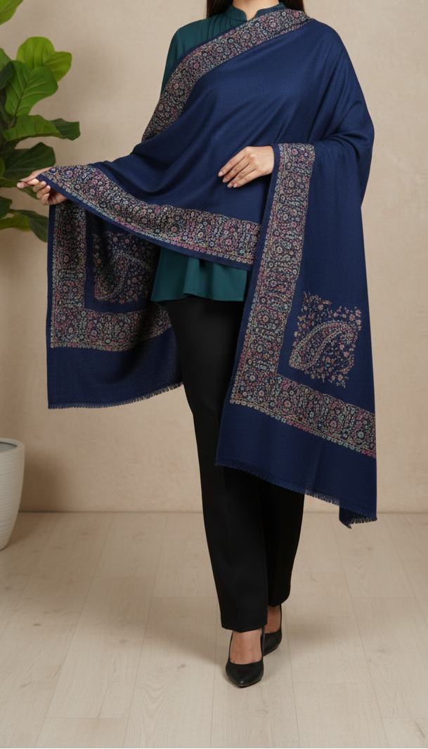 Navy Winter Shawl PW5869