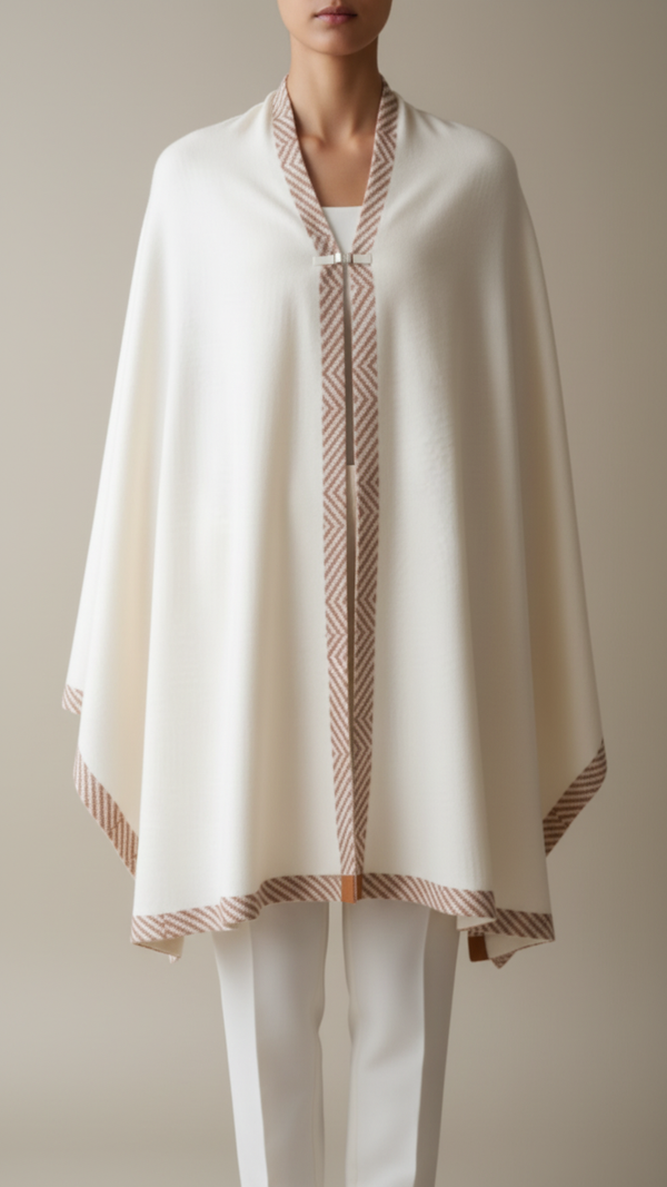 Cream Winter Cape Shawl PW5905