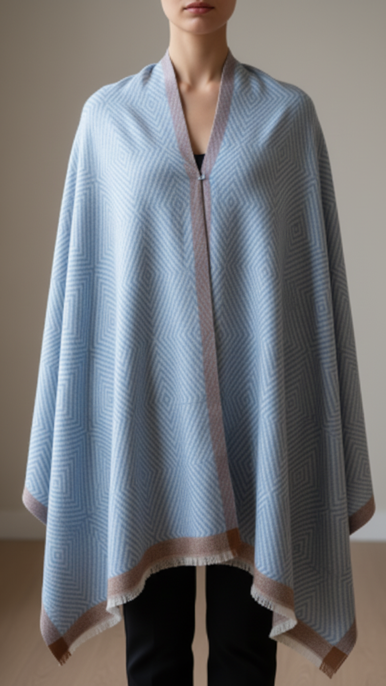 Sky Blue Winter Cape Shawl PW5905