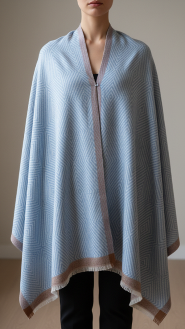 Sky Blue Winter Cape Shawl PW5905