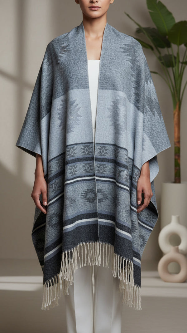 Black Winter Cape shawl PW5906