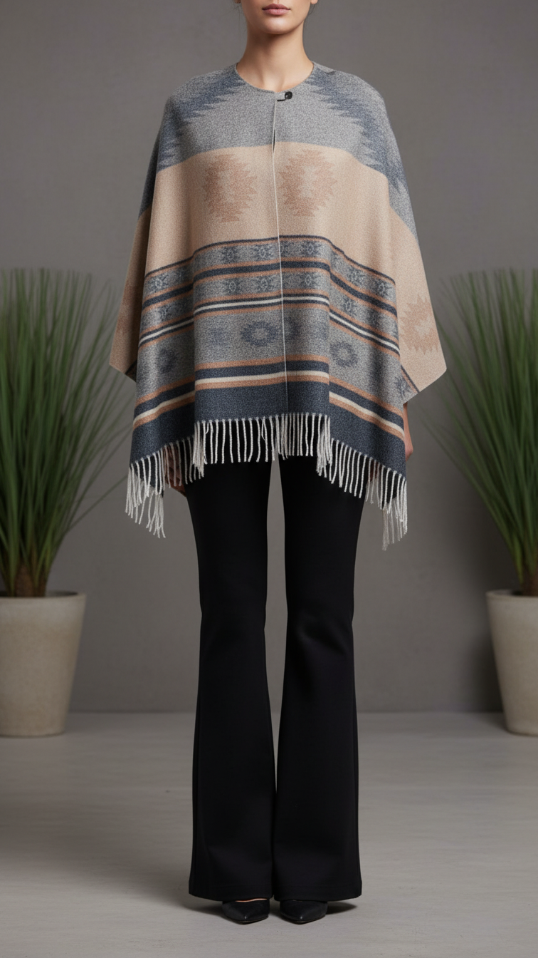 Grey Winter Cape shawl PW5906