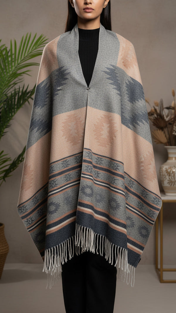 Grey Winter Cape shawl PW5906