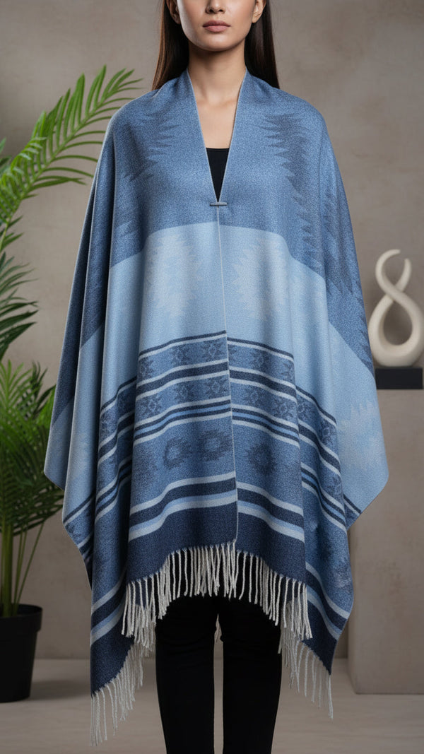 Navy Winter Cape shawl PW5906