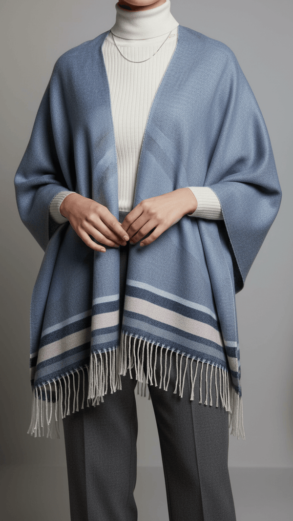 Navy Winter Cape shawl PW5907