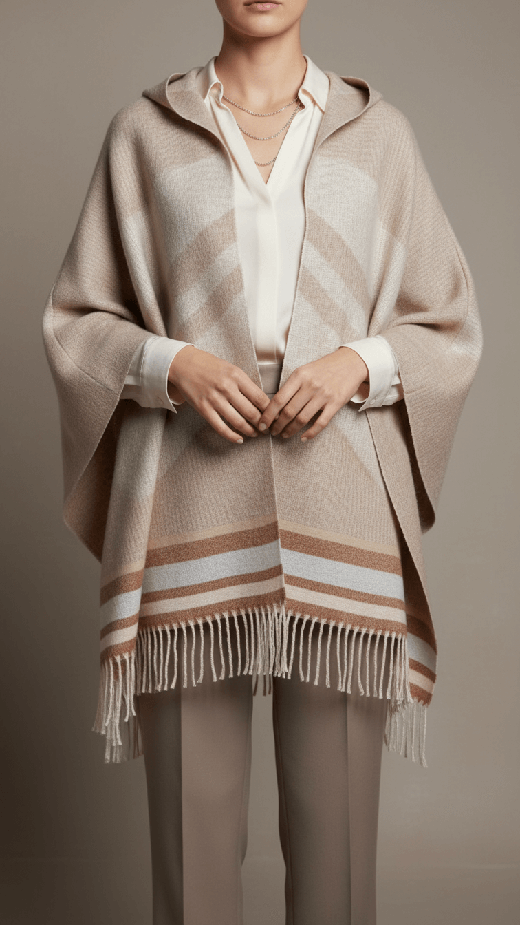 Beige Winter Cape shawl PW5907