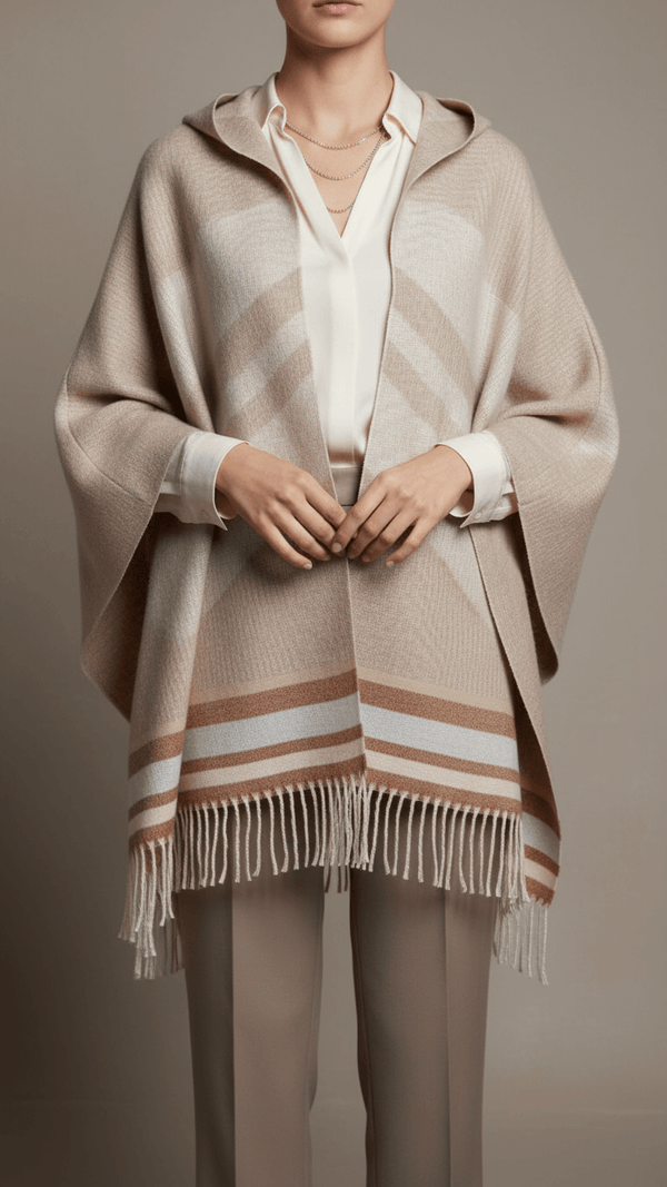 Beige Winter Cape shawl PW5907