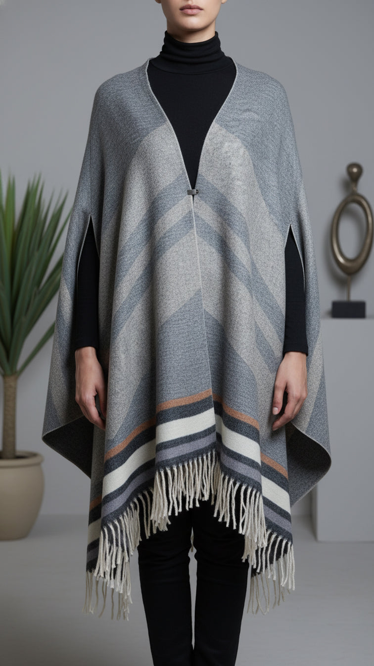 Black Winter Cape shawl PW5907