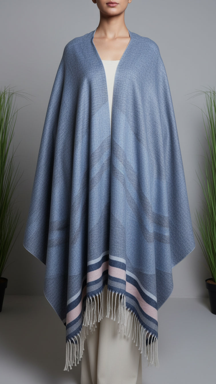 Navy Winter Cape shawl PW5907