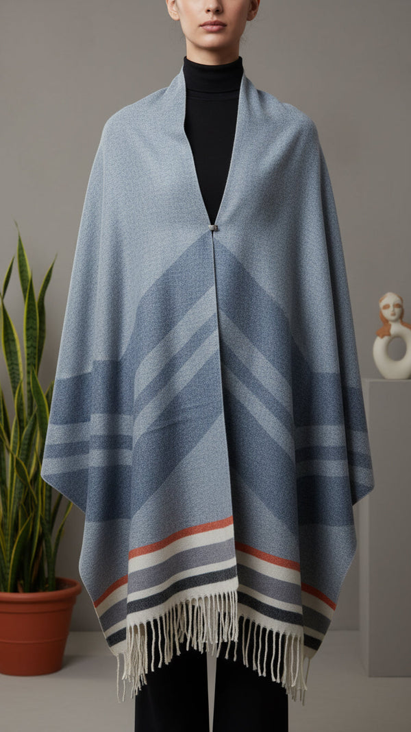 Sky Blue Winter Cape shawl PW5907