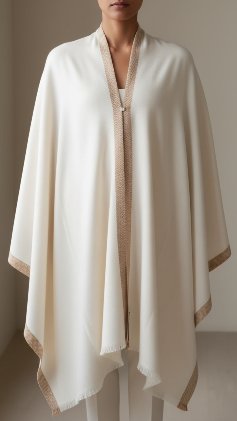 Cream Winter Cape Shawl PW5908