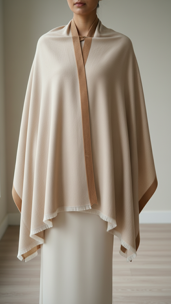 Beige Winter Cape Shawl PW5908