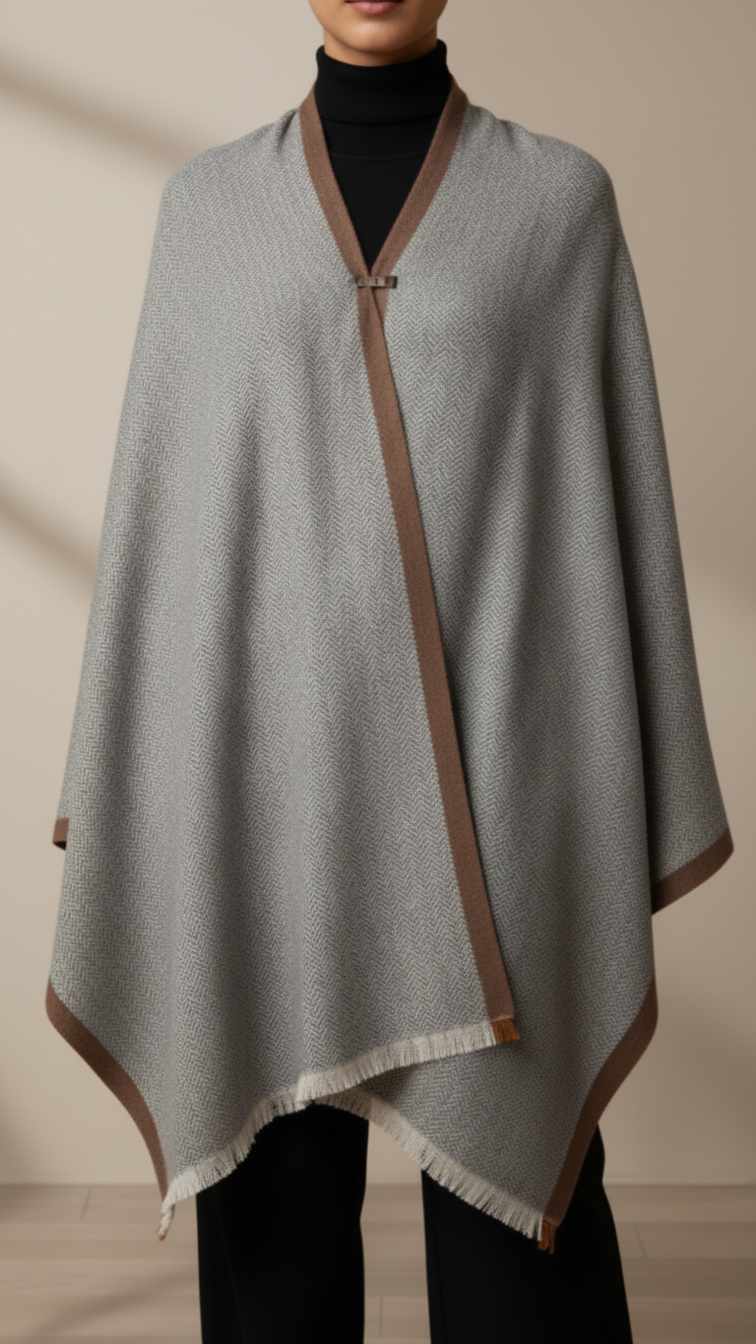 Silver Winter Cape Shawl PW5908