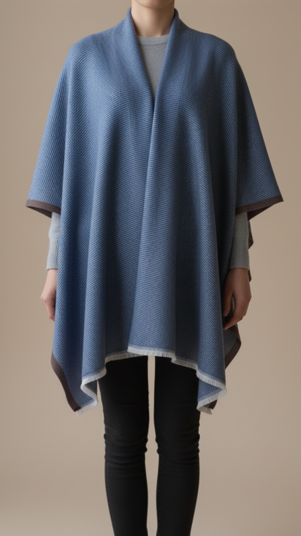 Navy Winter Cape Shawl PW5909