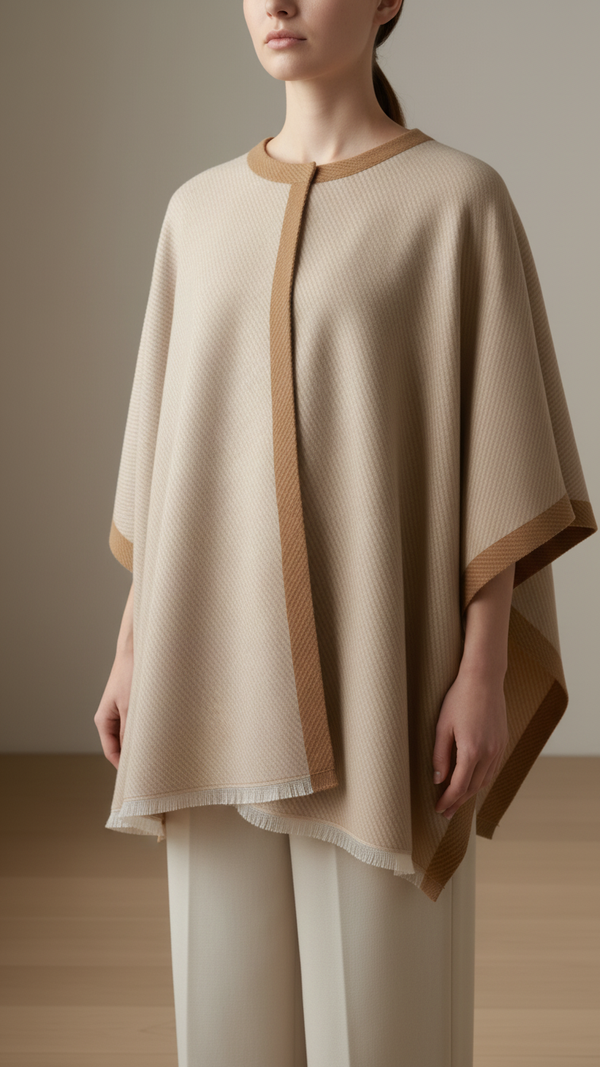 Beige Winter Cape Shawl PW5909