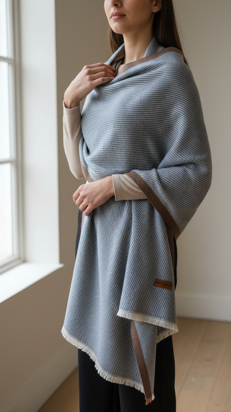 Grey Winter Cape Shawl PW5909